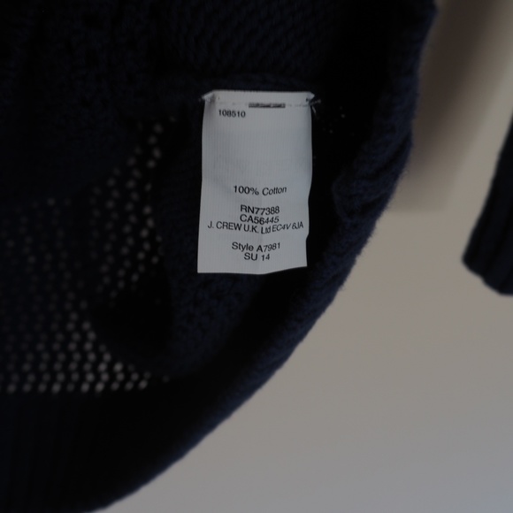 J Crew Beach Navy Knit Crochet Drapey Sweater - Picture 8 of 8